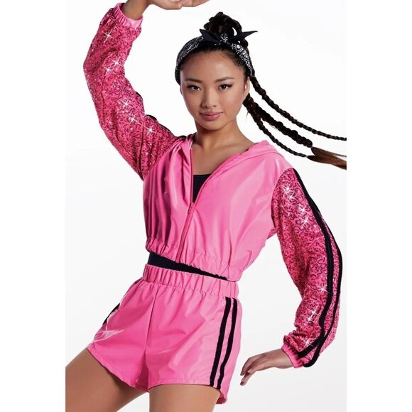 Weissman Dance 17765 Upgrade U Pink 2 Piece Track Jacket & Romper Set -- Size LA - Picture 1 of 10